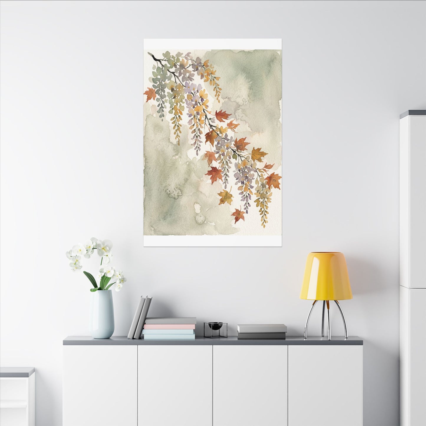 Ma Wisteria Canvas Art - Japandi Watercolor