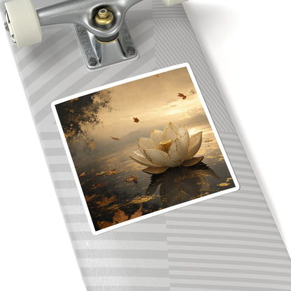 Lotus Flower Sticker | Autumn Kintsugi Gold Vein Art