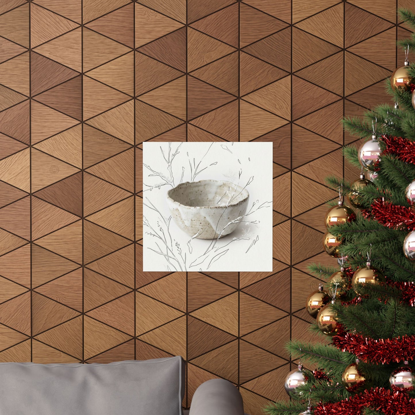 Japandi Ceramic Bowl in Overcast | Minimal Line Wall Art Print