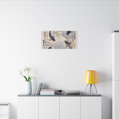 Earthy Koi Pond Canvas Art - Japanese Pattern Japandi