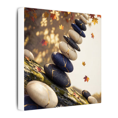 Ma River Stones Canvas Art - Kintsugi Gold Vein