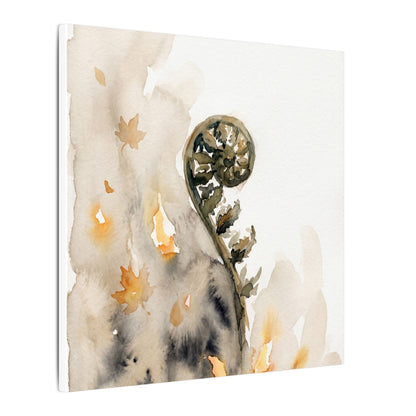 Fern Unfurling Watercolor Canvas Art | Earthy Japandi Art