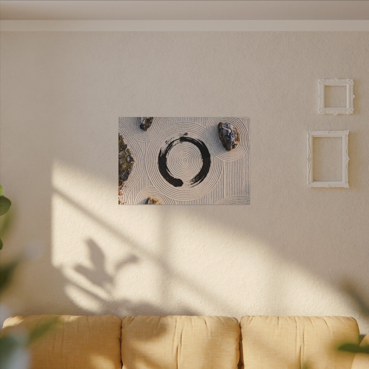 Rock Garden Canvas Art | Winter Zen Enso Art