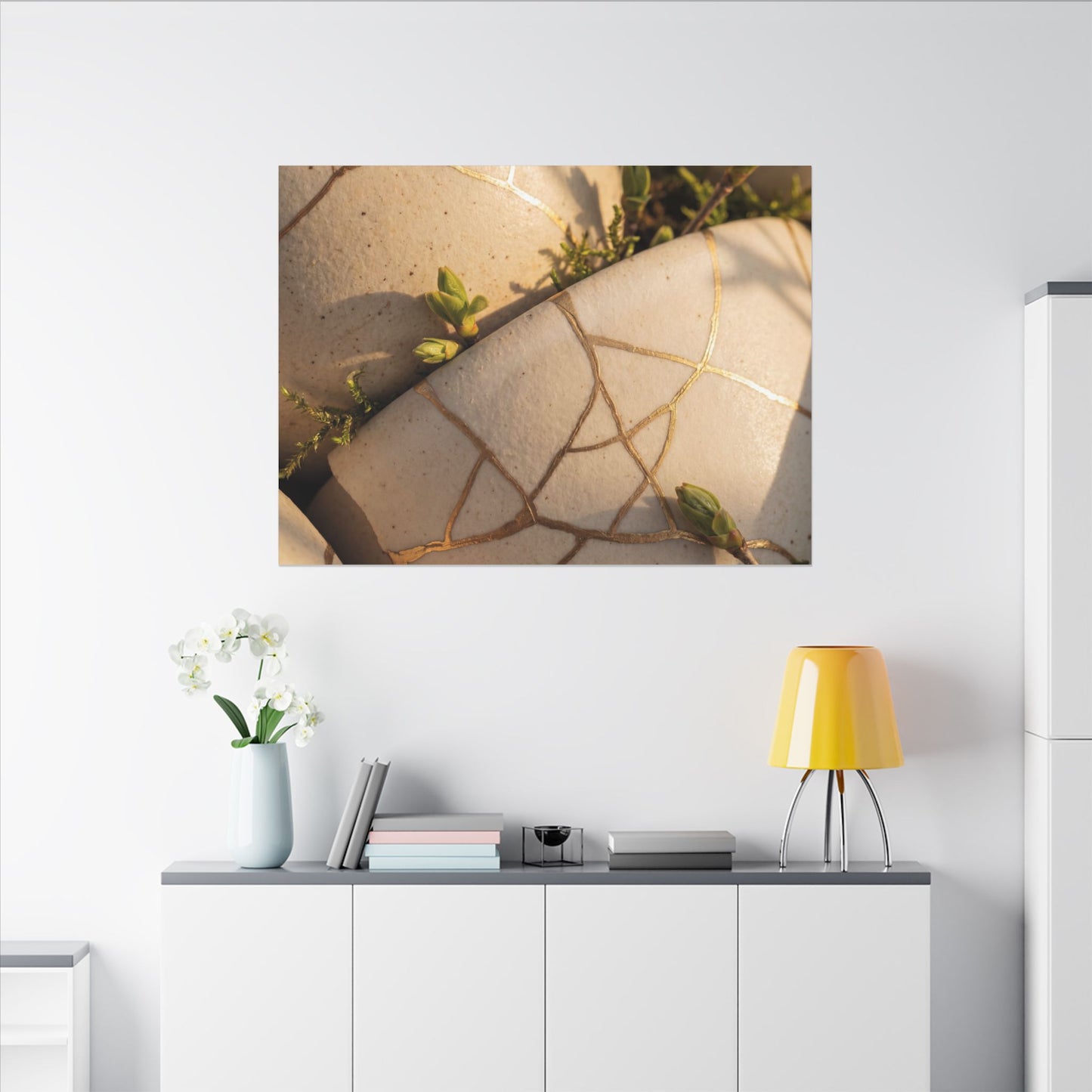 Spring Broken Pottery Gold Vein Canvas Art | Beautiful Decor
