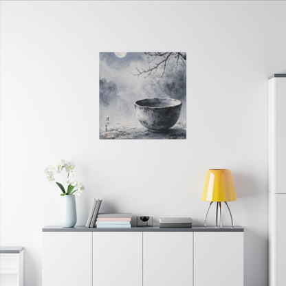 Seijaku Ceramic Bowl Canvas Art - Zen Sumi E