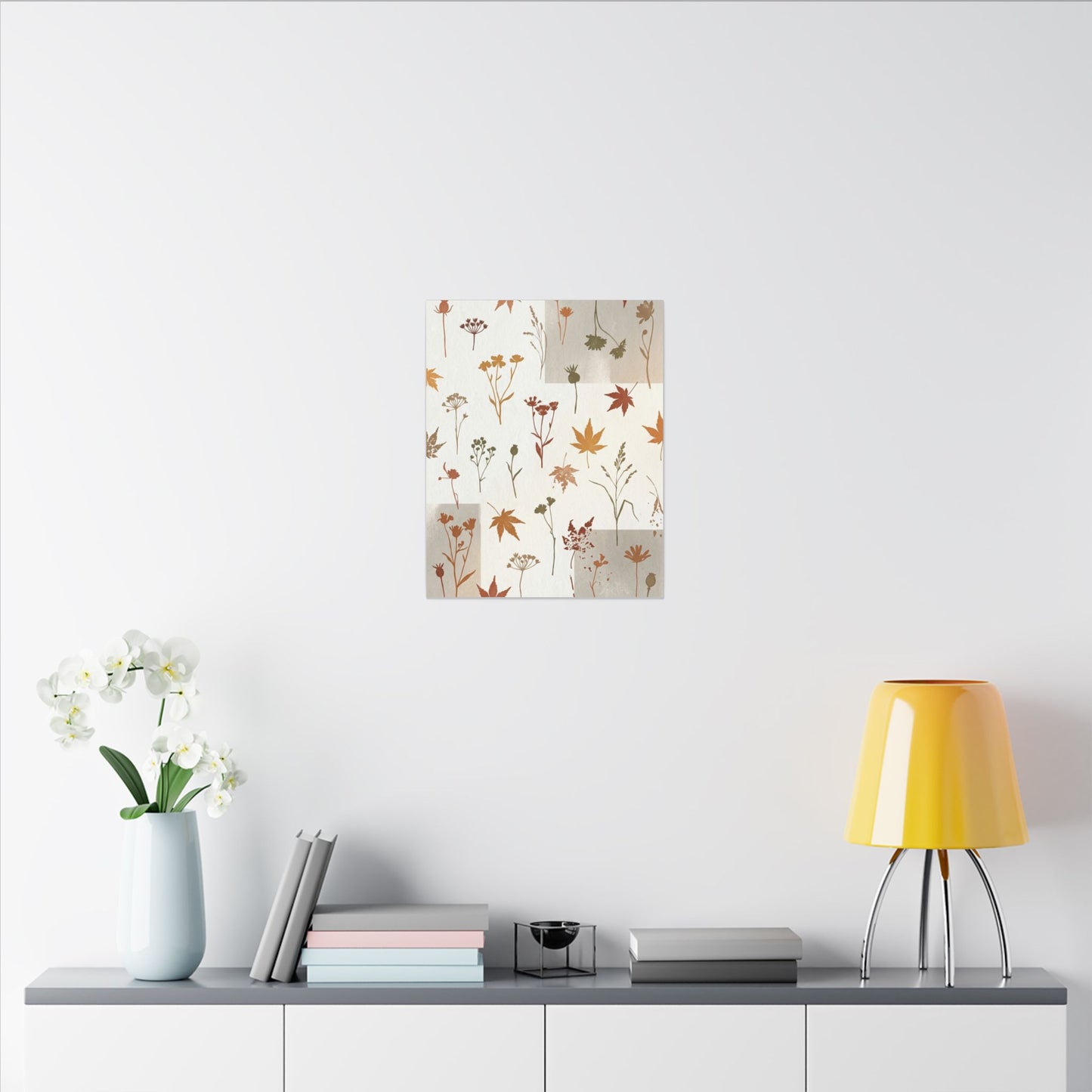 Autumn Dried Flowers Japanese Pattern Canvas Art | Elegant Decor