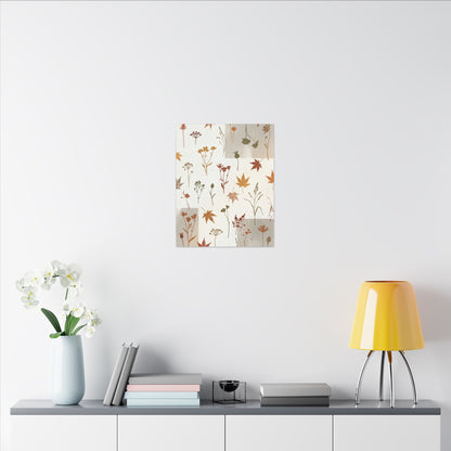 Autumn Dried Flowers Japanese Pattern Canvas Art | Elegant Decor