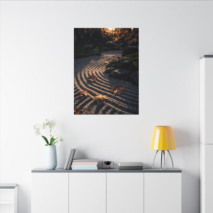 Rock Garden Moody Minimal Canvas Art | Bold Dark Japandi Art