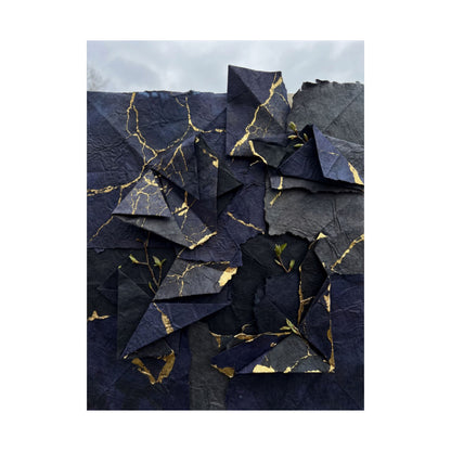 Paper Fold Crackle Gold Wall Art Print | Philosophical Kintsugi Art