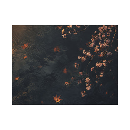 Golden Hour Cherry Blossom Canvas Art - Dark Japandi Kanso