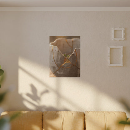 Golden Hour Broken Pottery Canvas Art - Japandi Kanso