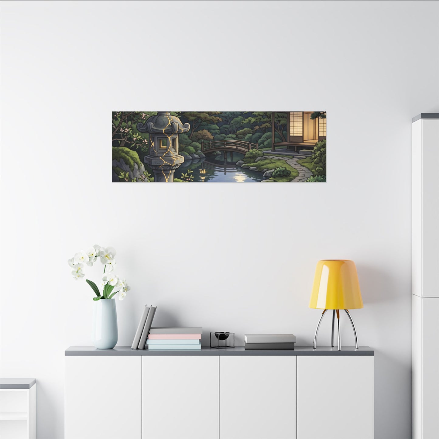 Spring Moonlit Garden Gold Vein Canvas Art | Resilient Decor