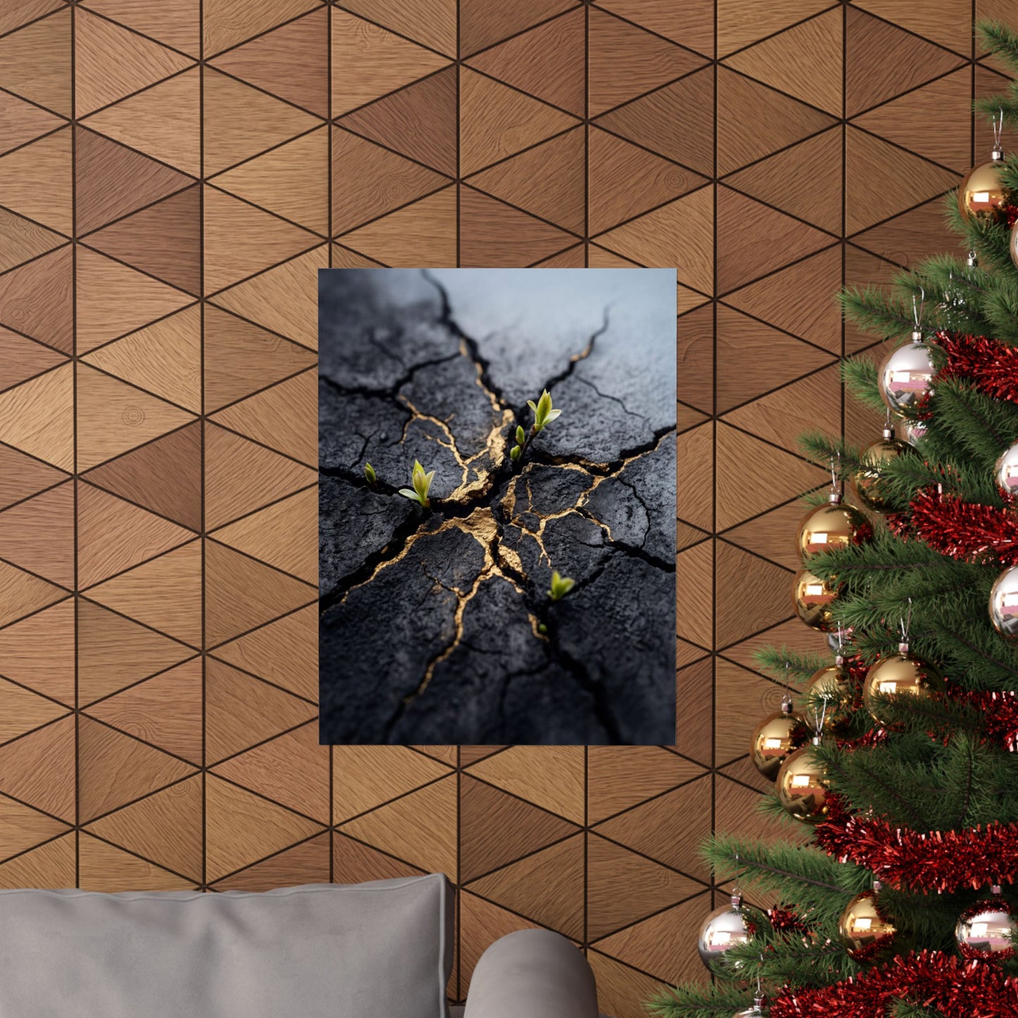 Spring Cracked Earth Charcoal Ink Wall Art Print | Moody Decor