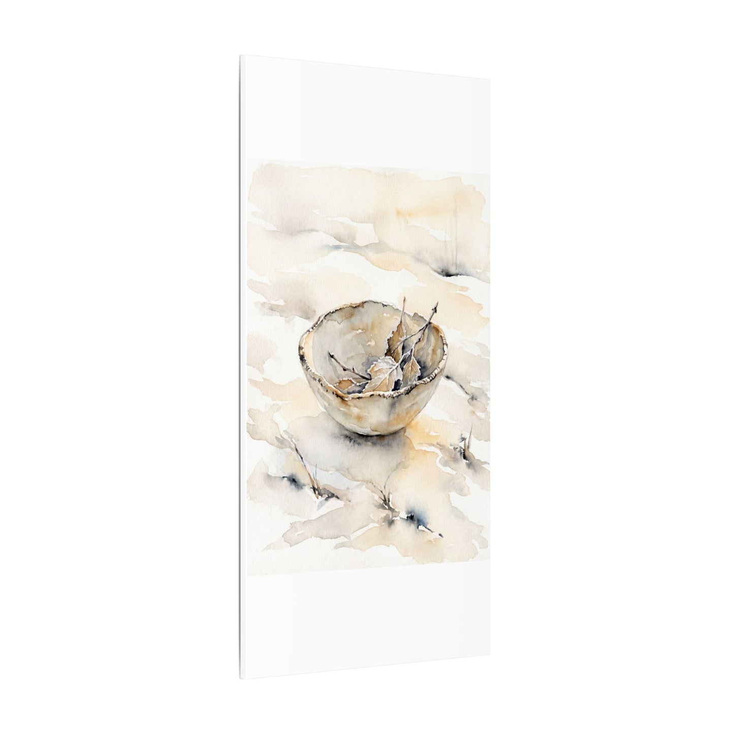Ceramic Bowl Canvas Art | Winter Japandi Watercolor Art
