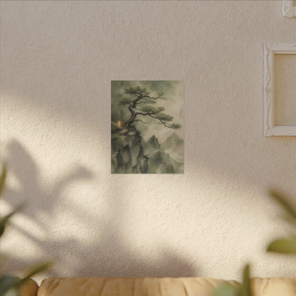 Candlelight Pine Tree Canvas Art - Japandi Kanso