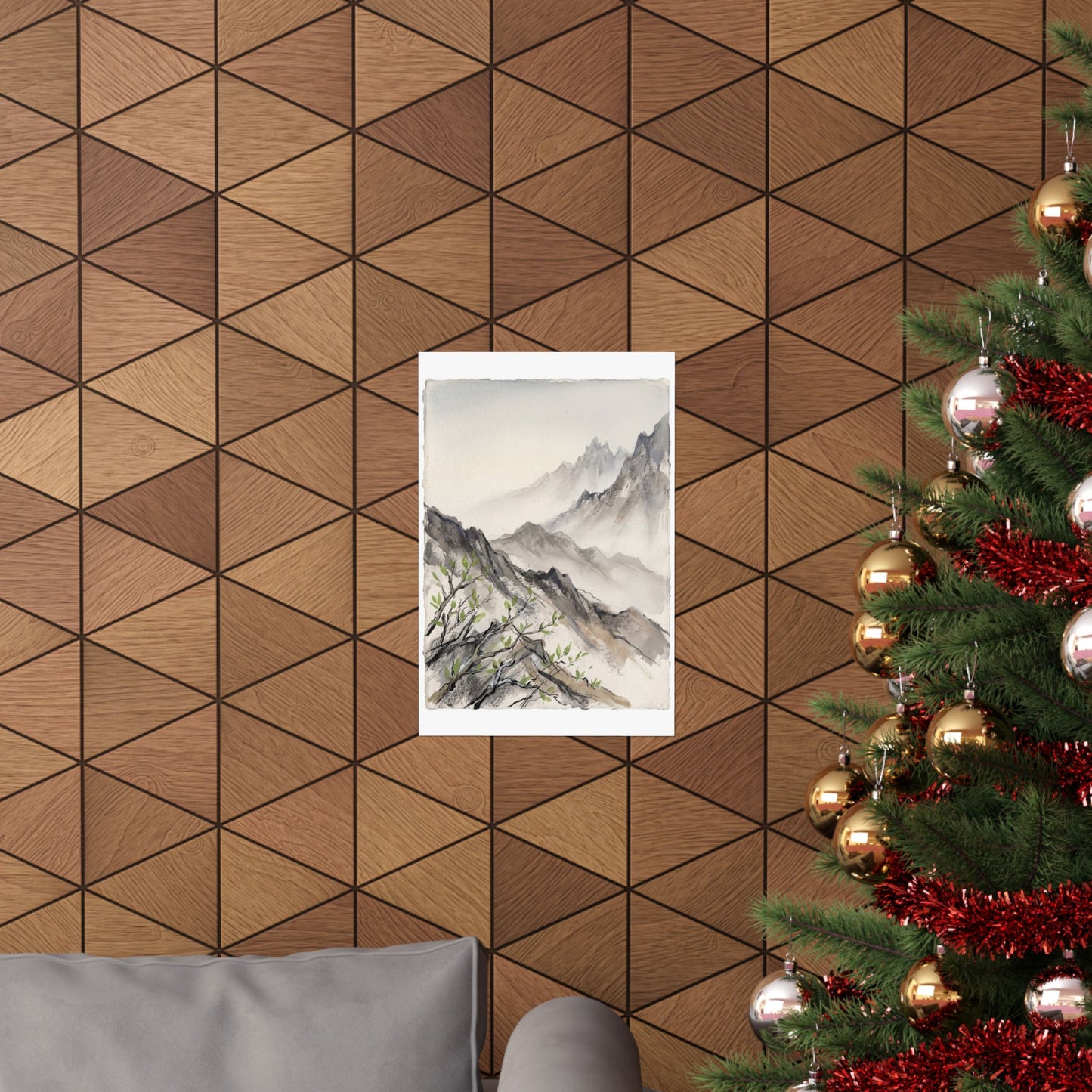Mountain Mist Spring Wall Art Print | Japandi Elegant Design