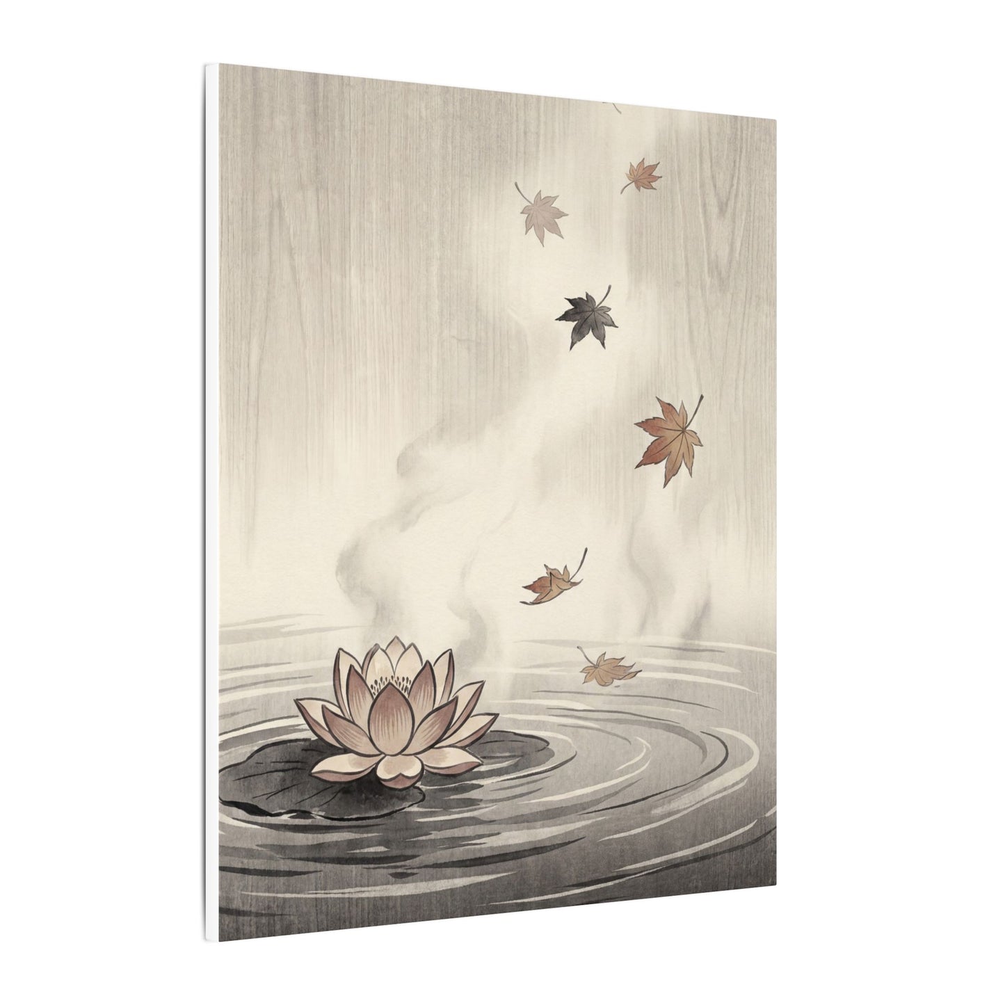 Lotus Flower Canvas Art | Autumn Zen Ukiyo E Inspired Art