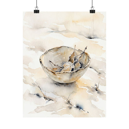Fukinsei Ceramic Bowl Wall Art Print - Japandi Watercolor Art Print