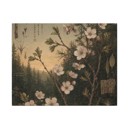Spring Cherry Blossom Herbarium Canvas Art | Nostalgic Decor
