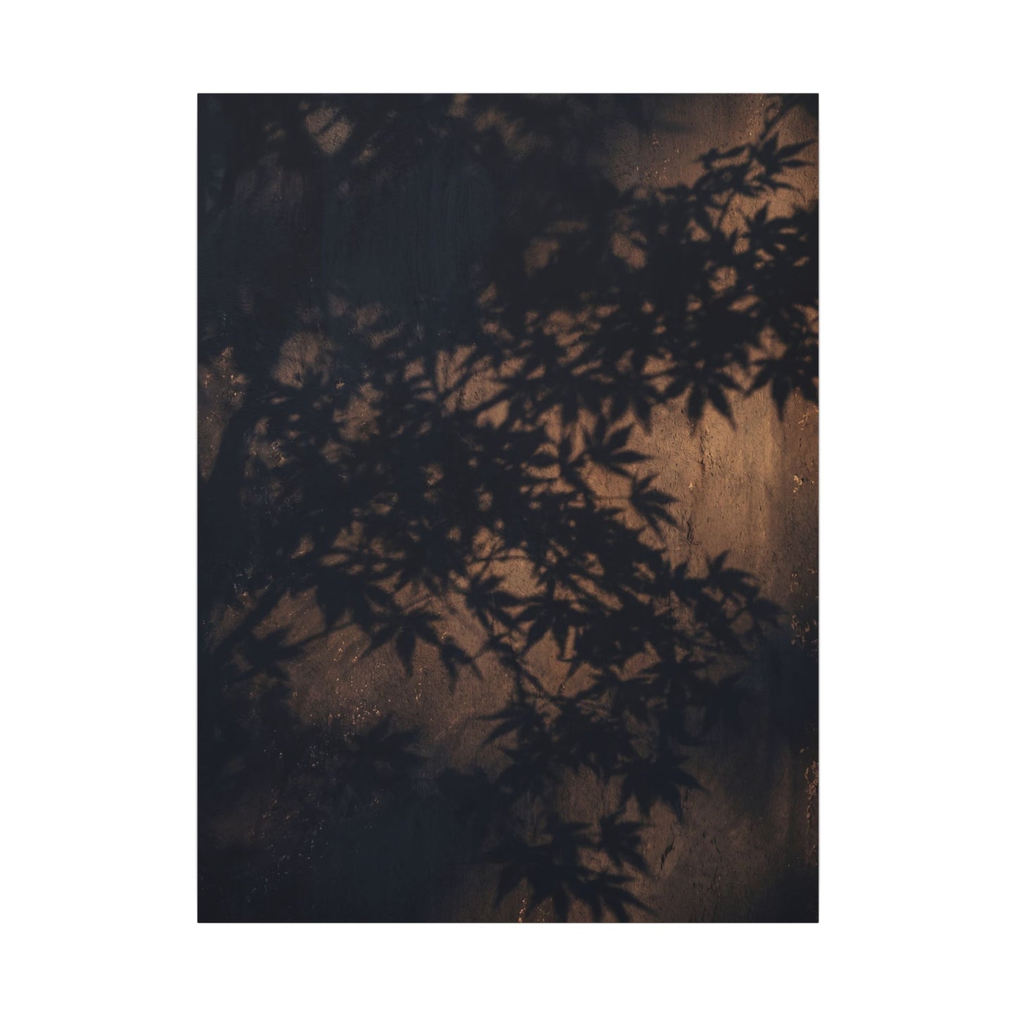 Shadow Play Autumn Canvas Art | Dark Japandi Atmospheric Design