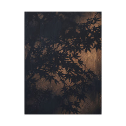Shadow Play Autumn Canvas Art | Dark Japandi Atmospheric Design