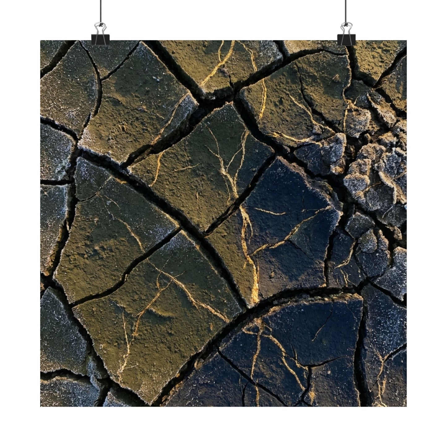 Kanso Cracked Earth Wall Art Print - Dark Japandi Moody Minimal