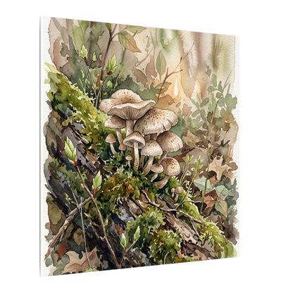 Wild Mushrooms Canvas Art | Spring Japandi Watercolor Art