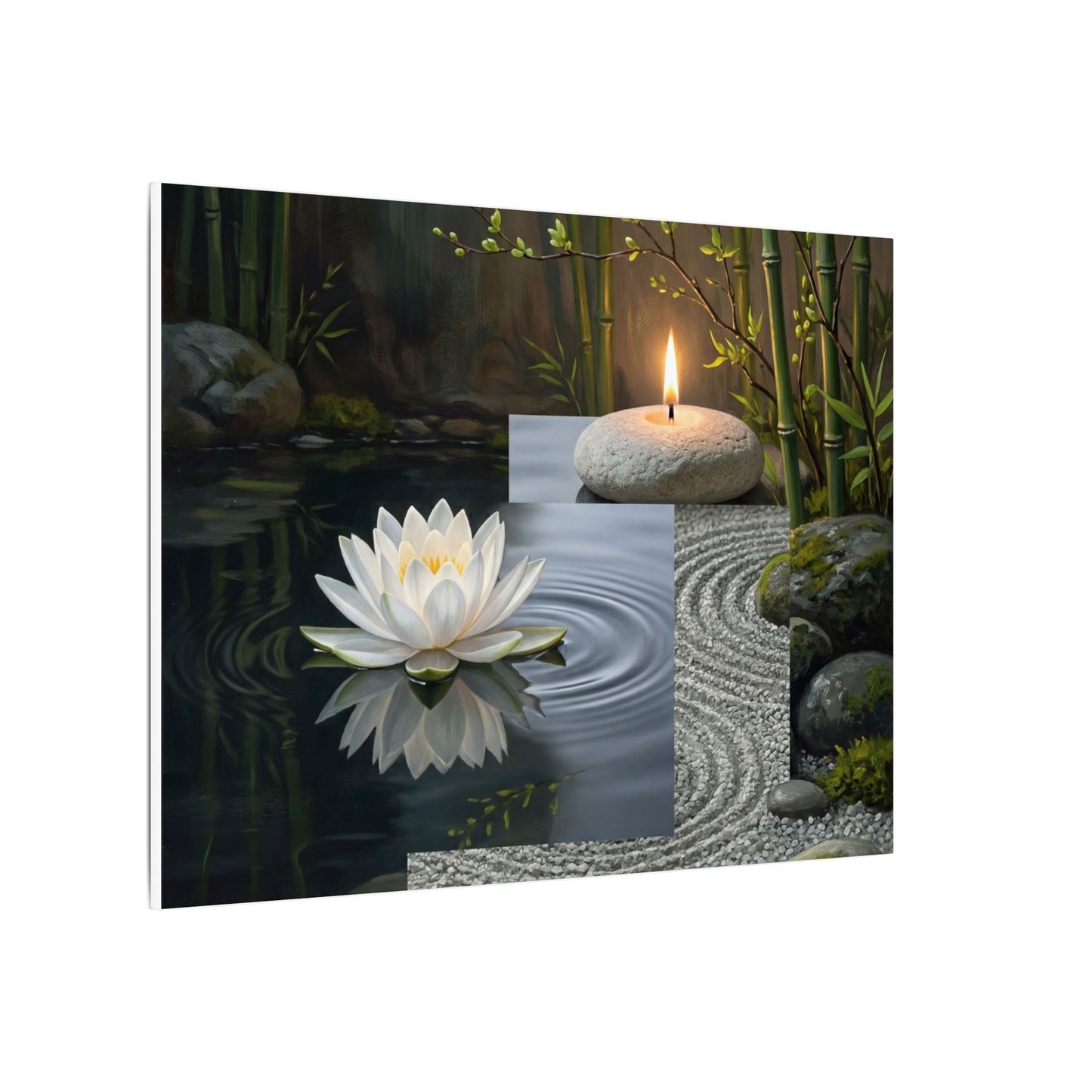 Candlelight Lotus Flower Canvas Art - Zen Kanso