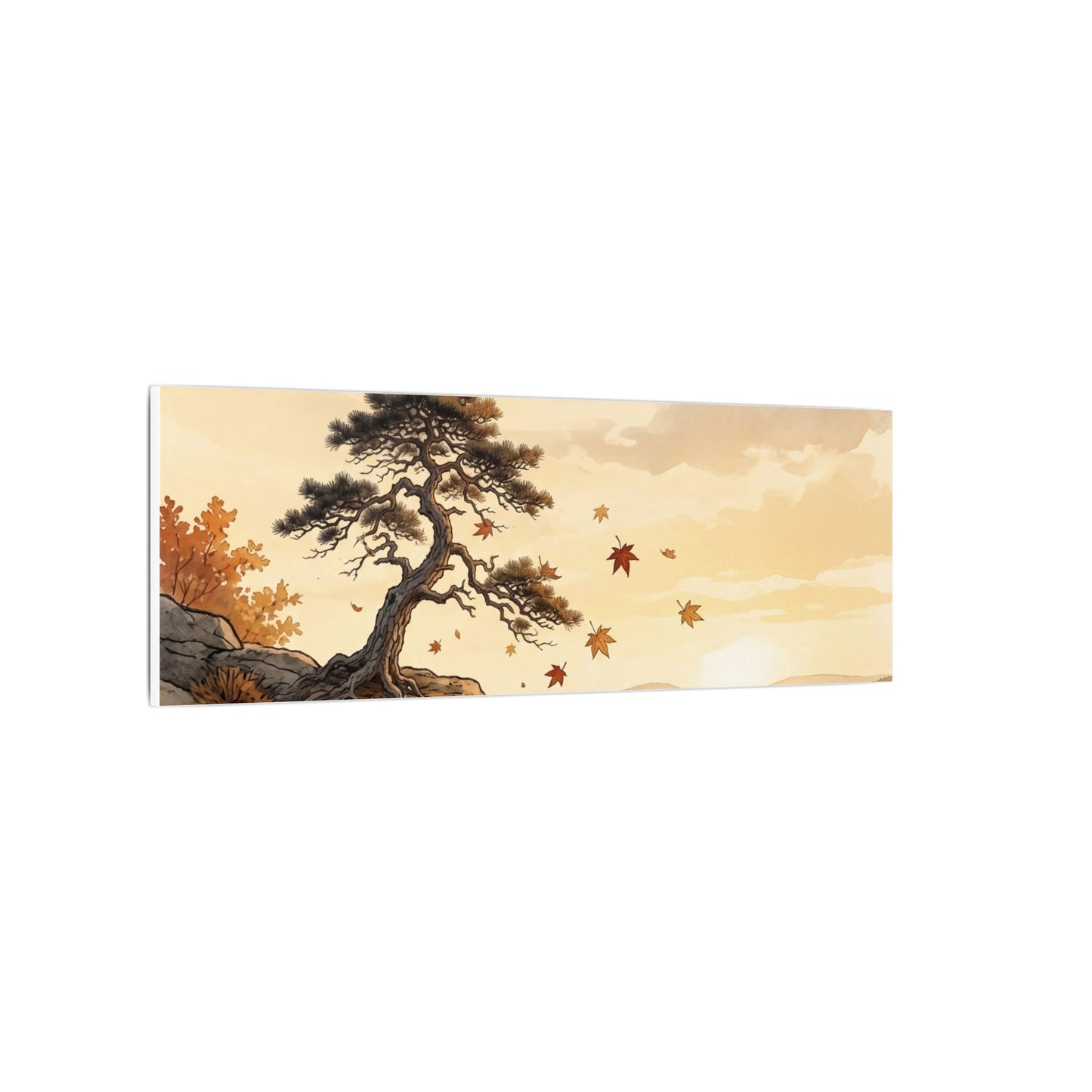 Pine Tree Autumn Canvas Art | Japandi Warm Design