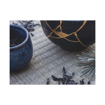 Kintsugi Tea Ceremony in Overcast | Gold Vein Canvas Art