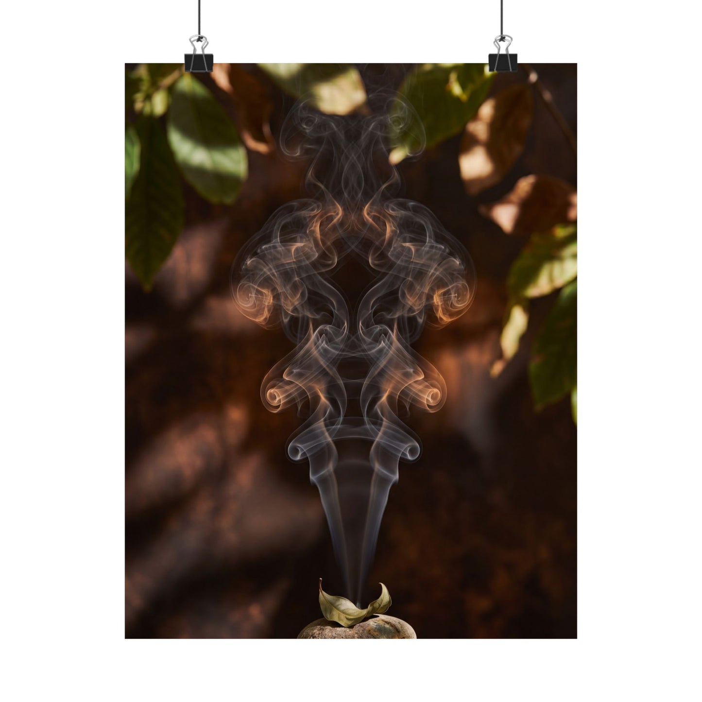 Dark Japandi Incense Smoke in Dappled | Shadow Zen Wall Art Print