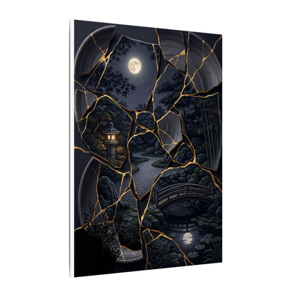 Kintsugi Moonlit Garden in Golden Hour | Gold Repair Canvas Art
