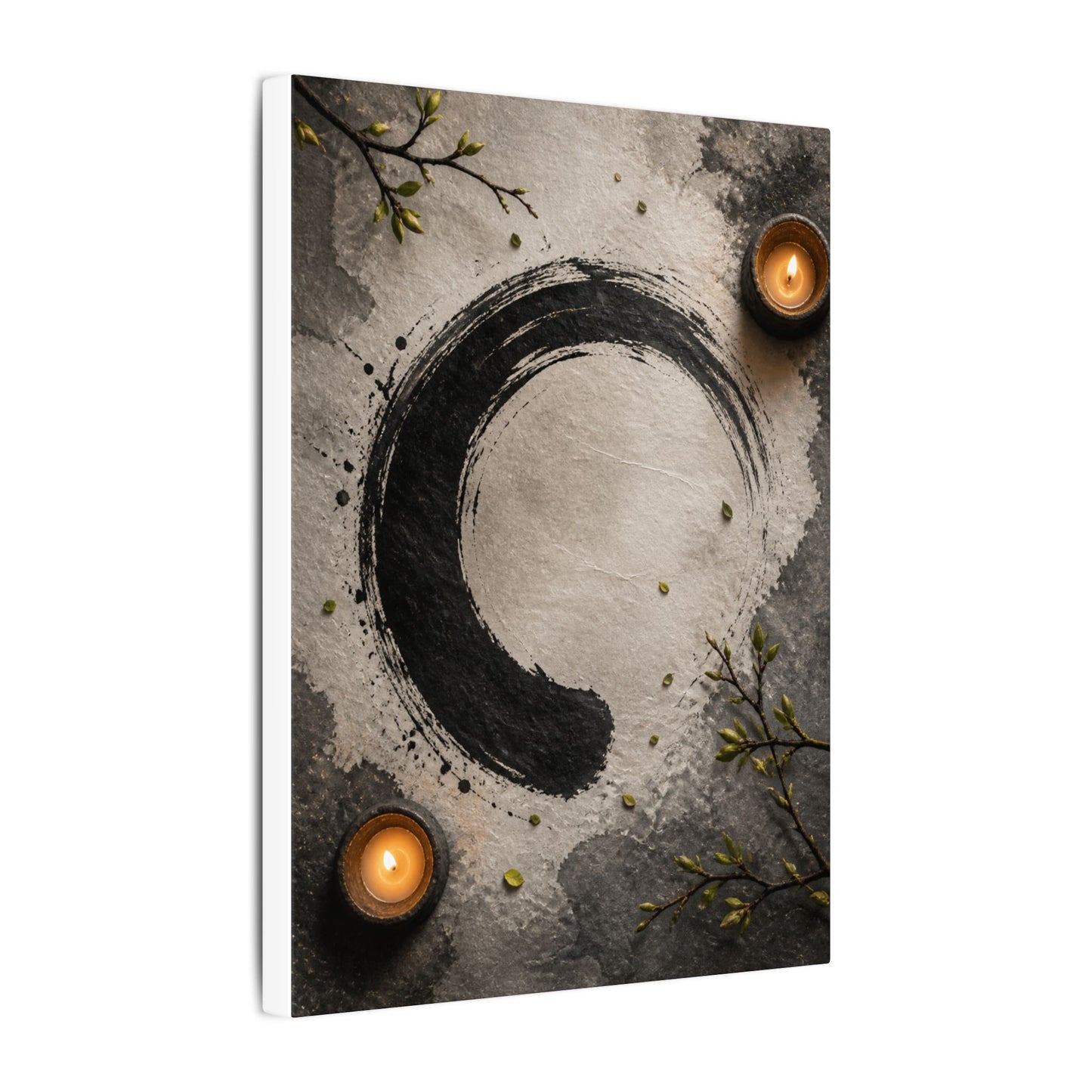 Candlelight Ink Brushstroke Canvas Art - Zen Ma