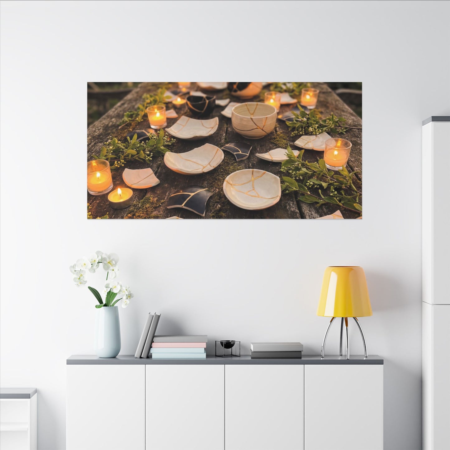 Broken Pottery Spring Canvas Art | Kintsugi Beautiful Design