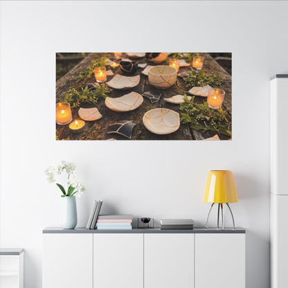Broken Pottery Spring Canvas Art | Kintsugi Beautiful Design