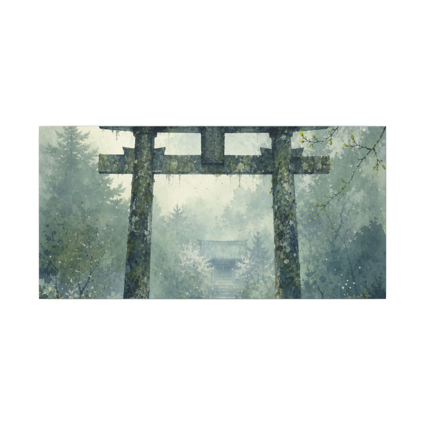 Earthy Torii Gate Canvas Art - Watercolor Japandi
