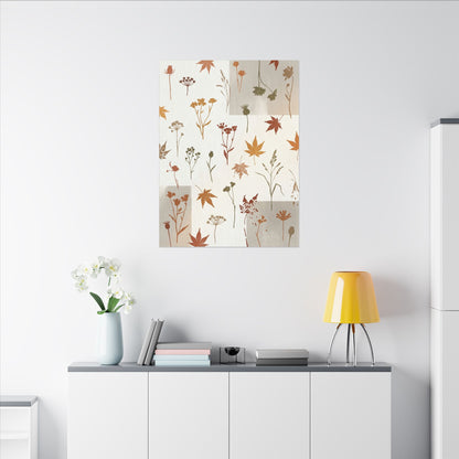 Autumn Dried Flowers Japanese Pattern Canvas Art | Elegant Decor