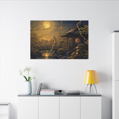 Spring Moonlit Garden Gold Vein Canvas Art | Resilient Decor