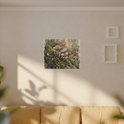 Wild Mushrooms Canvas Art | Spring Japandi Watercolor Art