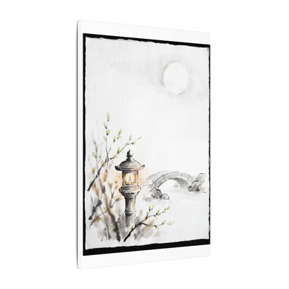 Moonlit Garden Spring Canvas Art | Zen Contemplative Design