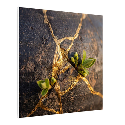 Rust Patina Gold Repair Canvas Art | Resilient Kintsugi Art