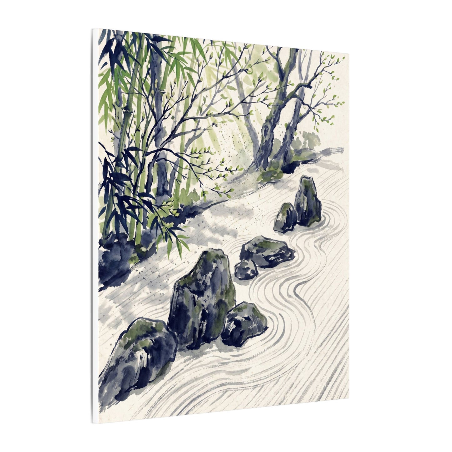 Dappled Rock Garden Canvas Art - Zen Mono No Aware