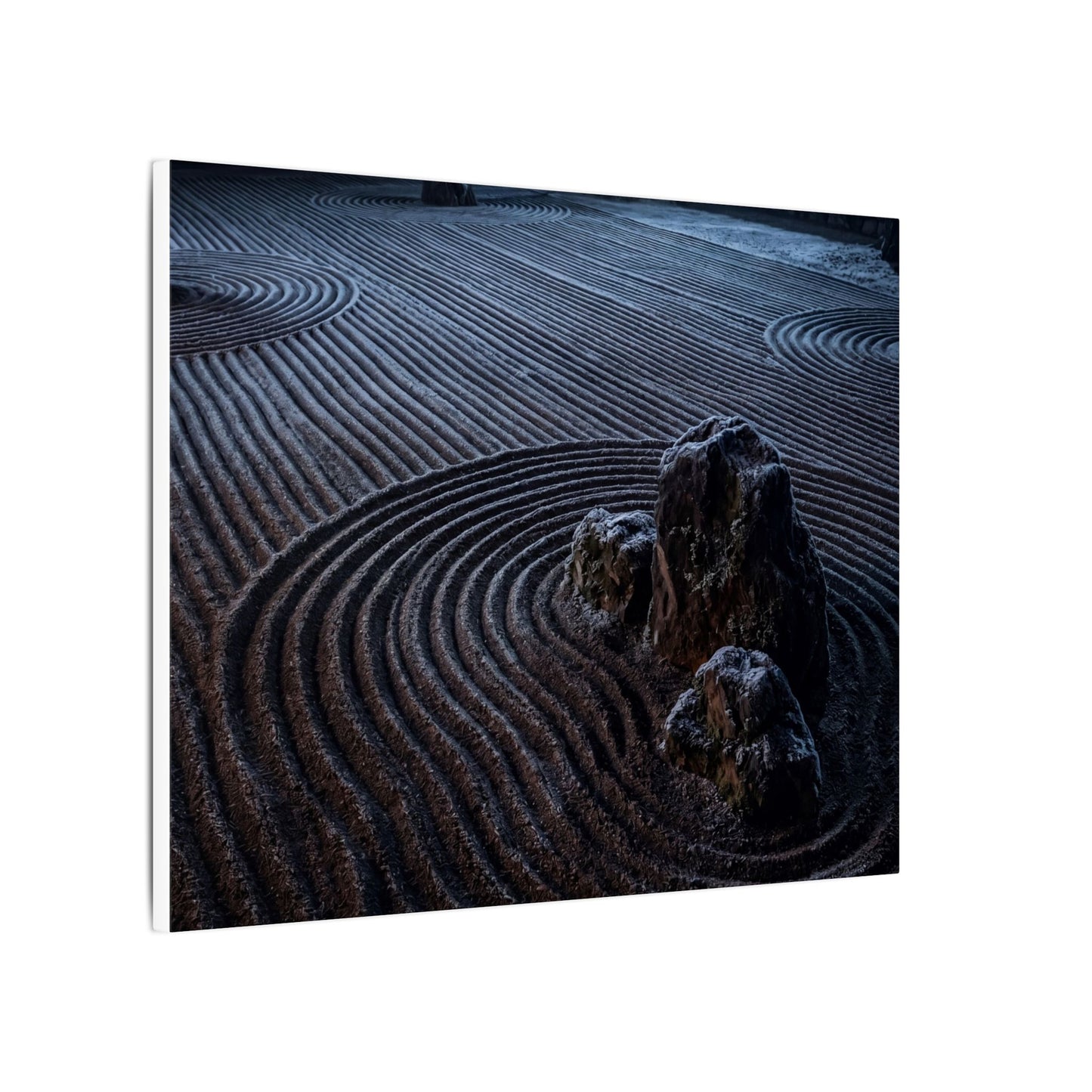 Moonlight Rock Garden Canvas Art - Dark Japandi Seijaku