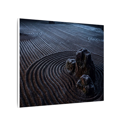 Moonlight Rock Garden Canvas Art - Dark Japandi Seijaku