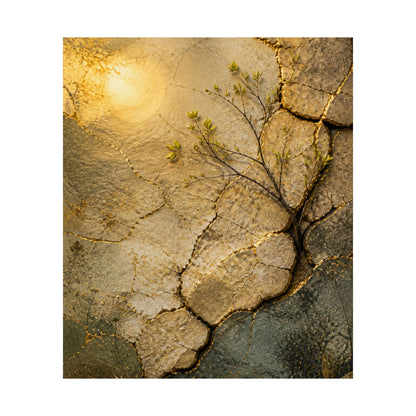 Cracked Earth Texture Wall Art Print | Earthy Japandi Art