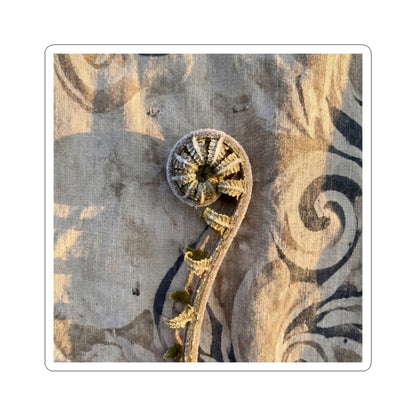 Fern Unfurling Japanese Pattern Sticker | Neutral Japandi Art