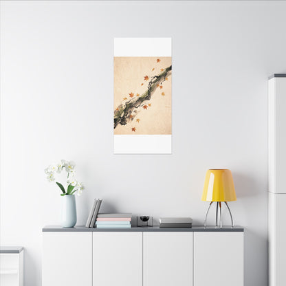 Ink Brushstroke Autumn Canvas Art | Zen Calm Design