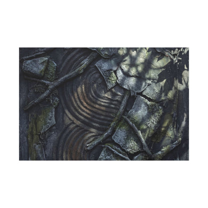 Rock Garden Canvas Art | Winter Dark Japandi Dark Texture Art