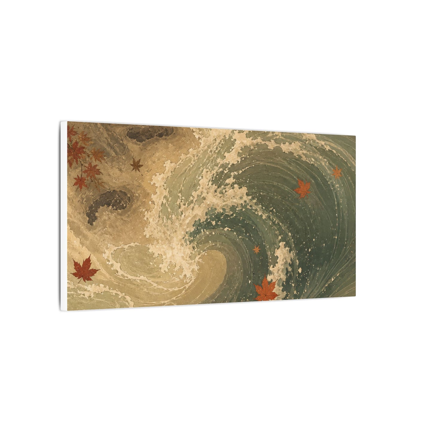 Japandi Ocean Wave in Candlelight | Japanese Pattern Canvas Art