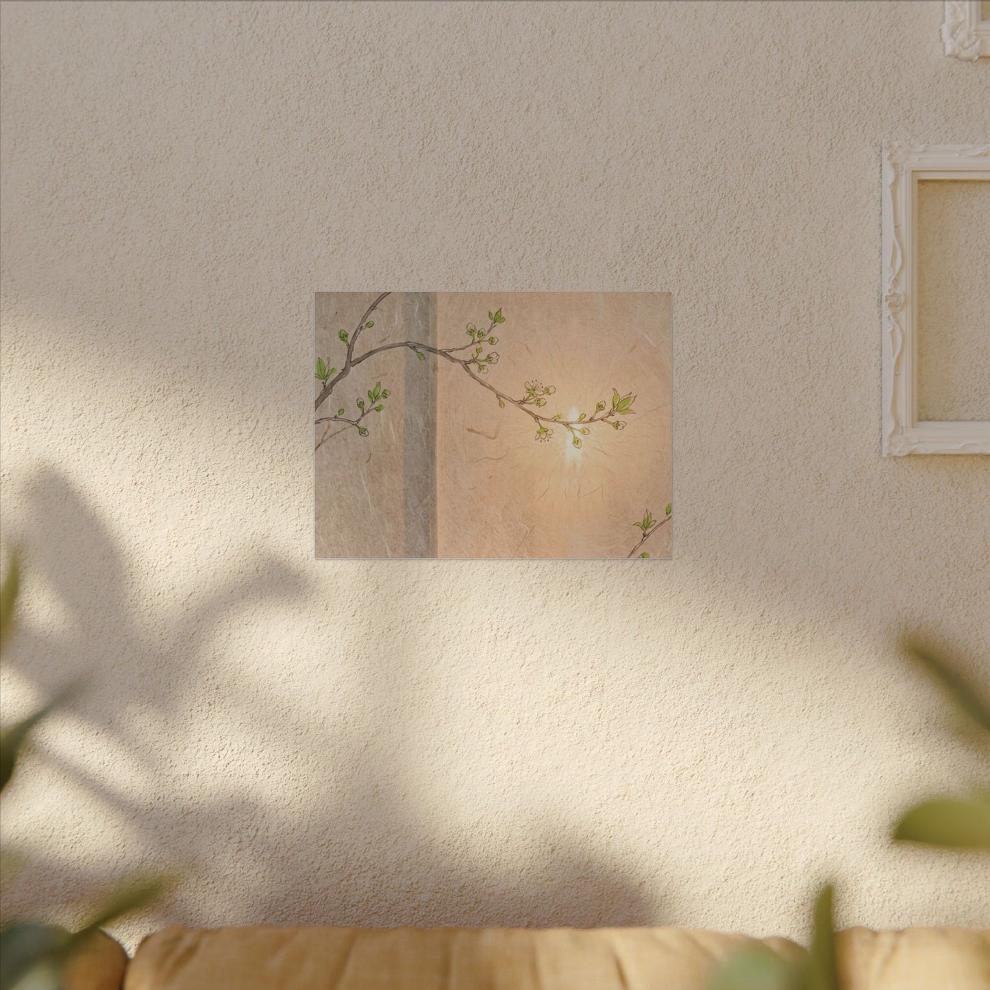 Shoji Screen Canvas Art | Spring Japandi Minimal Line Art